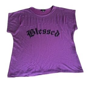 Rogue Collection Cutout Sleeveless Shirt - Blessed - Womens Size 3X - Purple